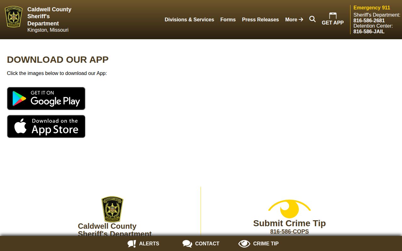 Caldwell County recent arrests sheriff mobile app access page