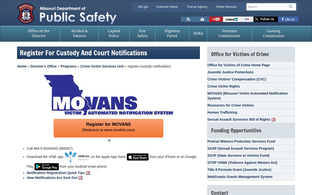 Missouri official Caldwell custody notification guidance