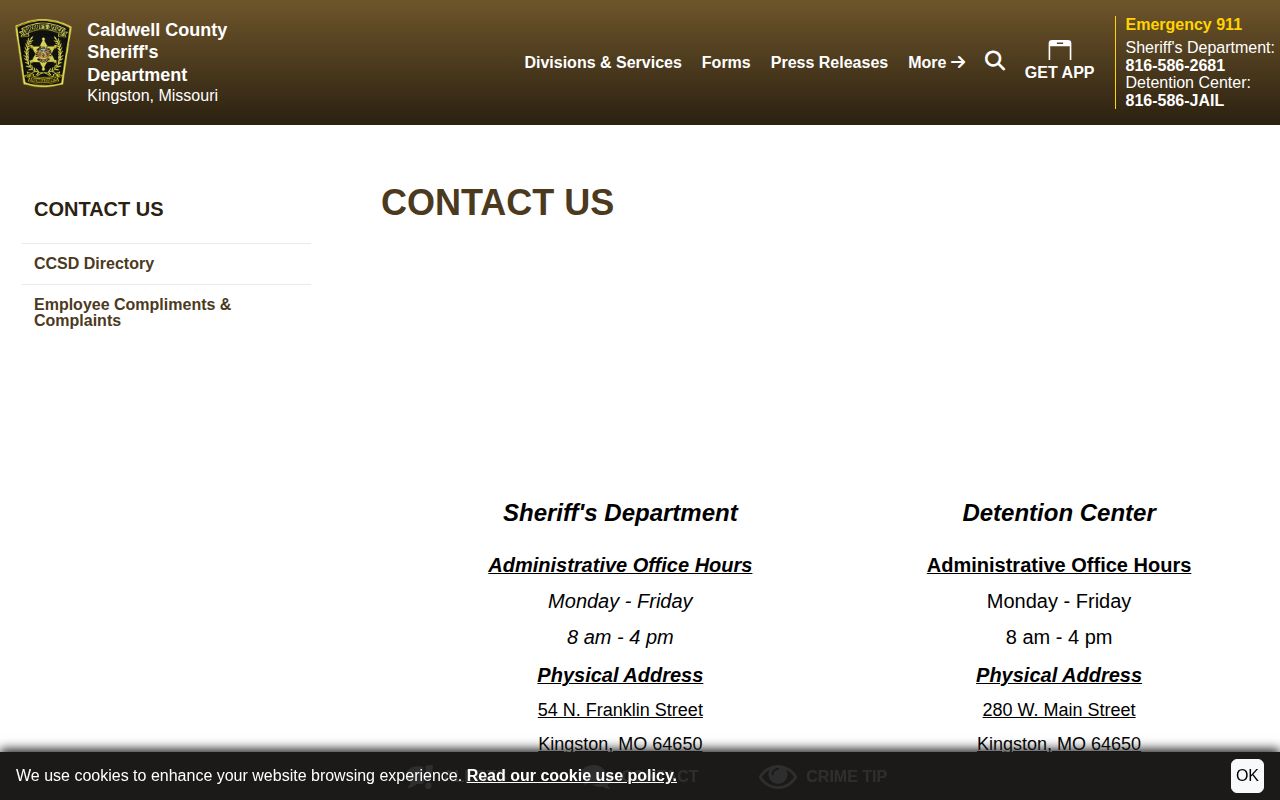 Caldwell County Sheriff’s Department contact source for Kingston recent arrests