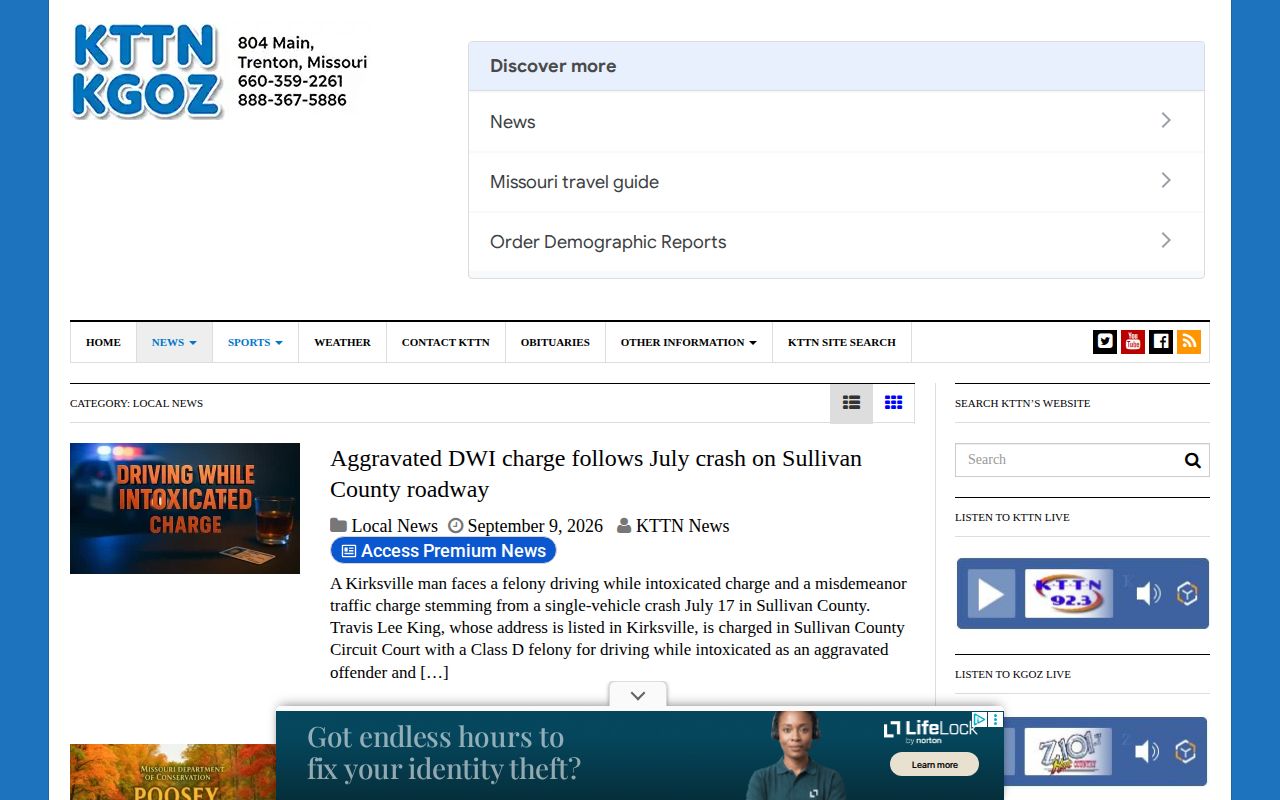 KTTN archive source for Braymer recent arrests and Caldwell County reports